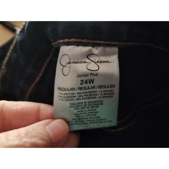 Jessica Simpson junior Plus Size 24 Dark Blue Denim Kiss Me Skinny Jegging Jeans - Picture 6 of 7